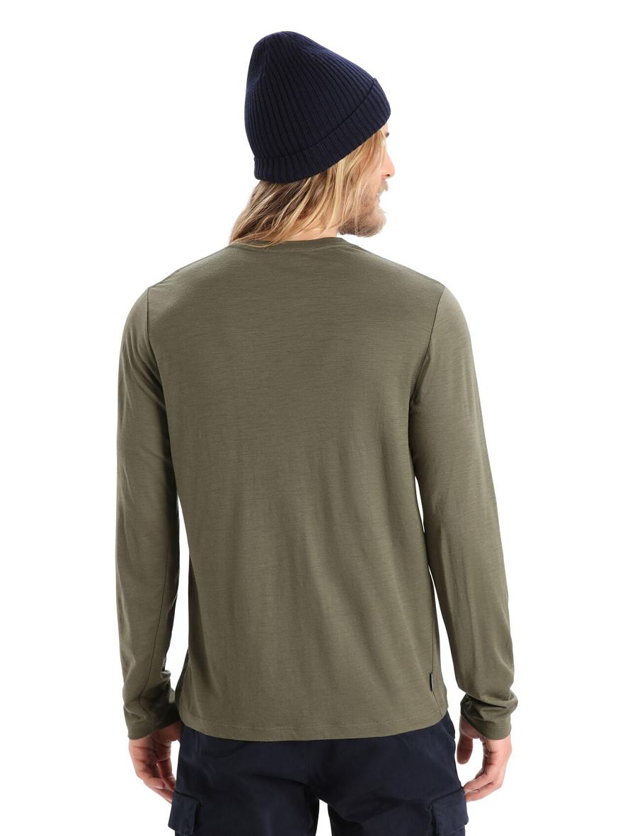 Long Sleeve Icebreaker Merino Tech Lite II T-Shirt Skiing Yeti Homme Vert Olive | FR 1226SGLO